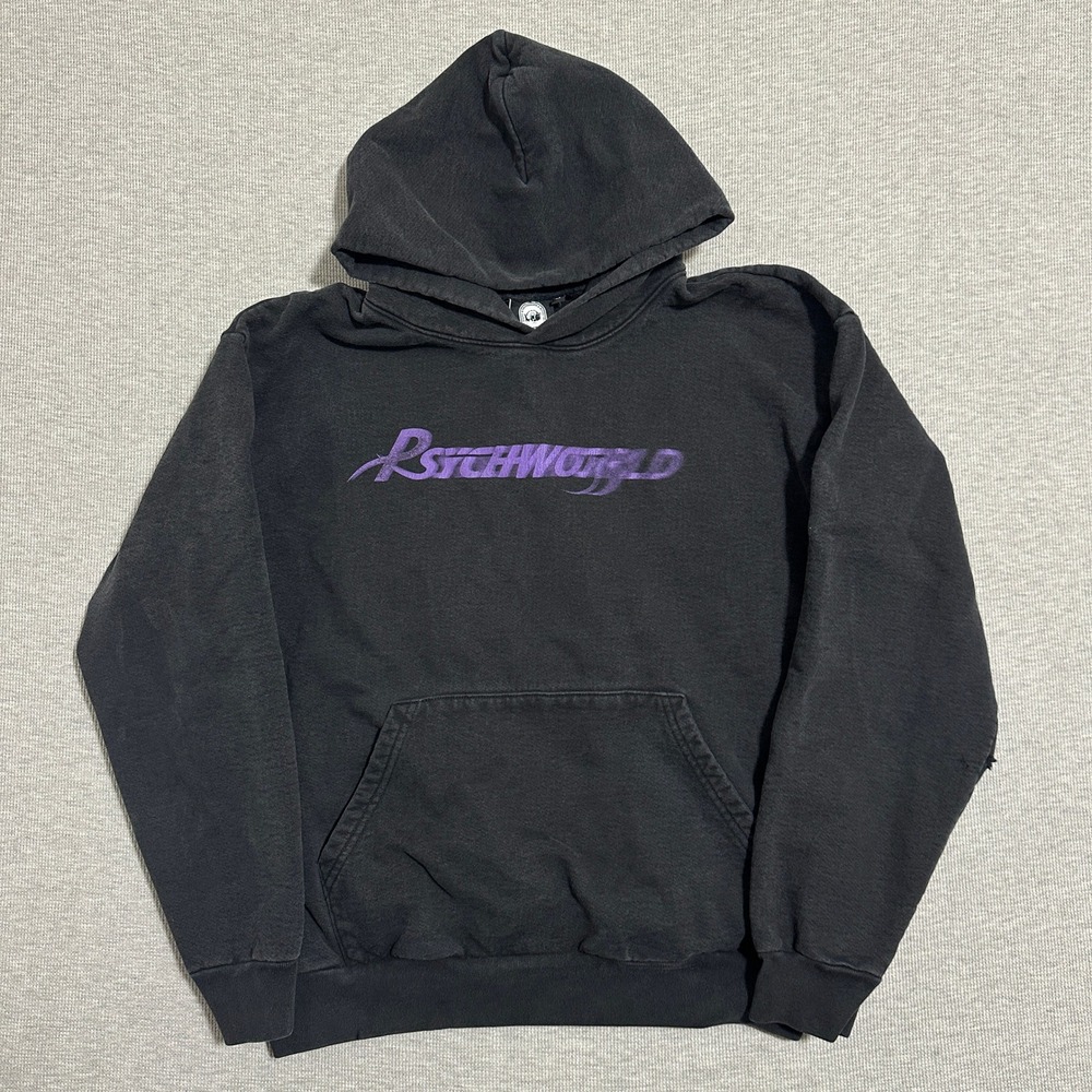 Psychworld Graphic Hoodie Pullover Sweatshirt Black Purple Logo Mens Size L